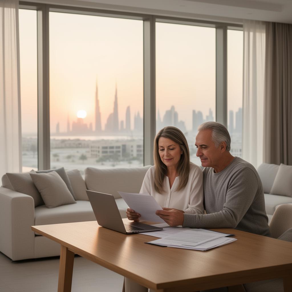 A family by the window at golden hour